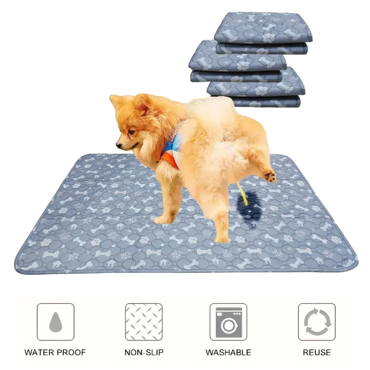 4-Layer Washable Dog Pee Pad - Reusable Puppy Training Pads, Non-Slip Whelping Mat for Crates, Furniture & Car Protection
