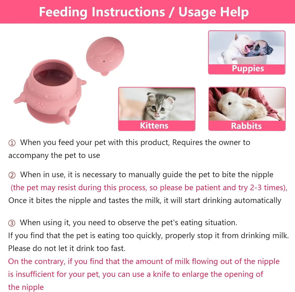 4-Nipple Newborn Pet Feeder - Milk Nursing Bowl for Puppies & Kittens