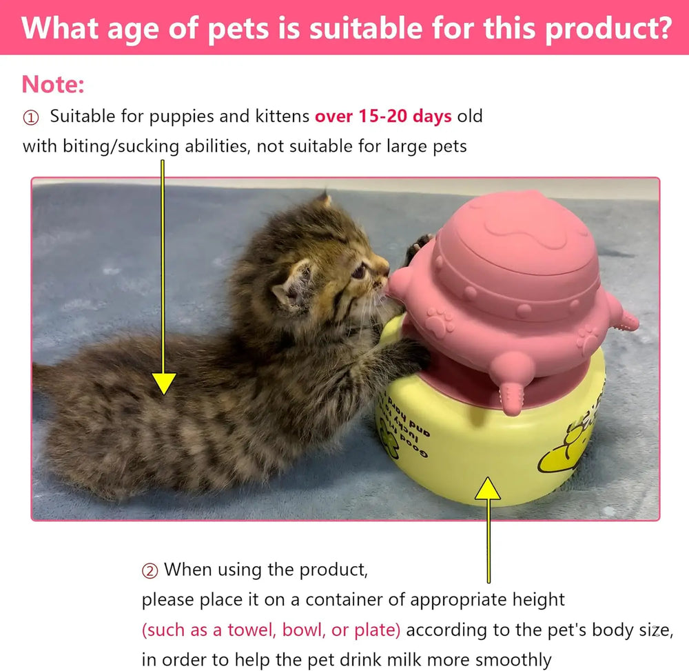 4-Nipple Newborn Pet Feeder - Milk Nursing Bowl for Puppies & Kittens