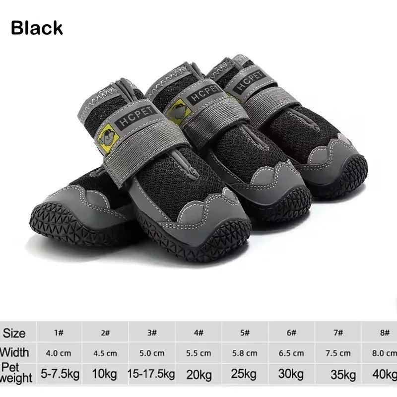 4-Pack Dog Boots - Waterproof Reflective Shoes for Medium Large Dogs