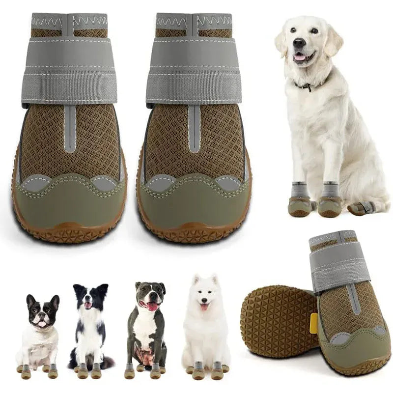 4-Pack Dog Boots - Waterproof Reflective Shoes for Medium Large Dogs