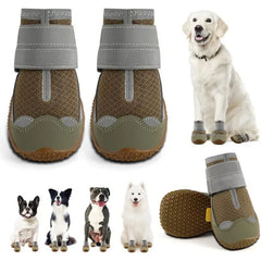 4-Pack Dog Boots - Waterproof Reflective Shoes for Medium Large Dogs