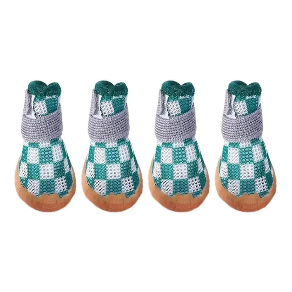 4-Pack Pet Dog Shoes - Breathable Anti-Skid Dog Boots with Hollow Design, Wear-Resistant Puppy Paw Protectors for All Seasons