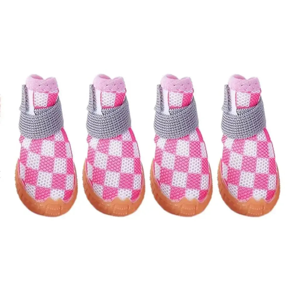 4-Pack Pet Dog Shoes - Breathable Anti-Skid Dog Boots with Hollow Design, Wear-Resistant Puppy Paw Protectors for All Seasons