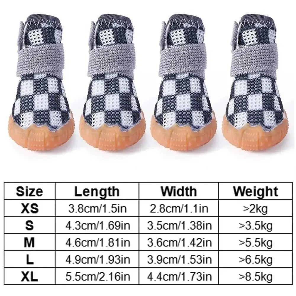 4-Pack Pet Dog Shoes - Breathable Anti-Skid Dog Boots with Hollow Design, Wear-Resistant Puppy Paw Protectors for All Seasons