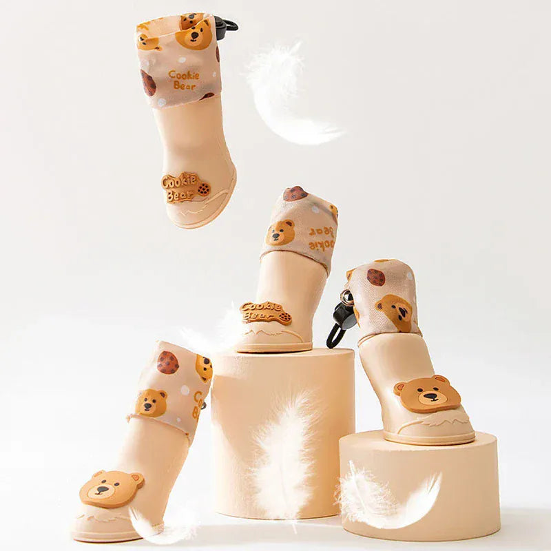 4-Pack Silicone Dog Boots - Waterproof Anti-Slip Pet Shoes for Outdoor