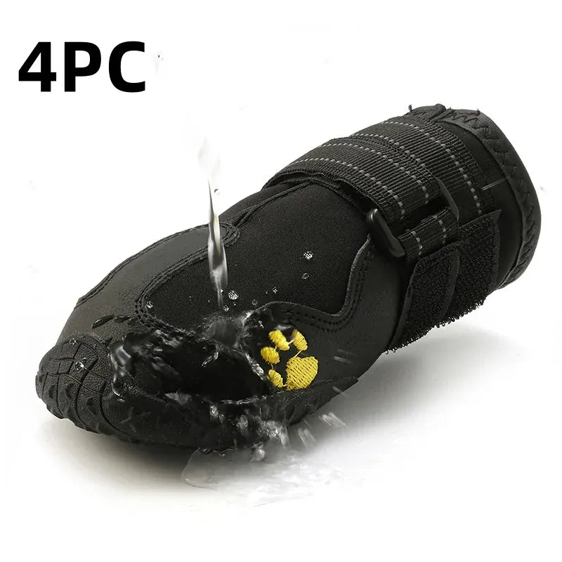 4-Pack Waterproof Dog Boots - Reflective Anti-Slip Shoes for Medium Large Dogs