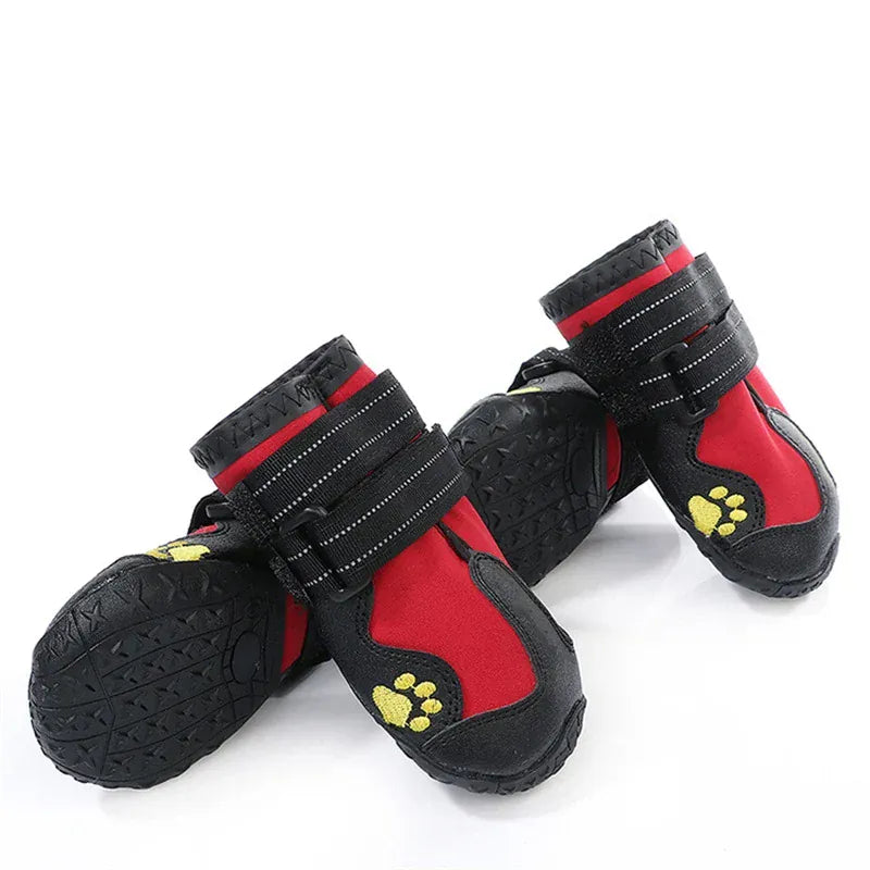 4-Pack Waterproof Dog Boots - Reflective Anti-Slip Shoes for Medium Large Dogs