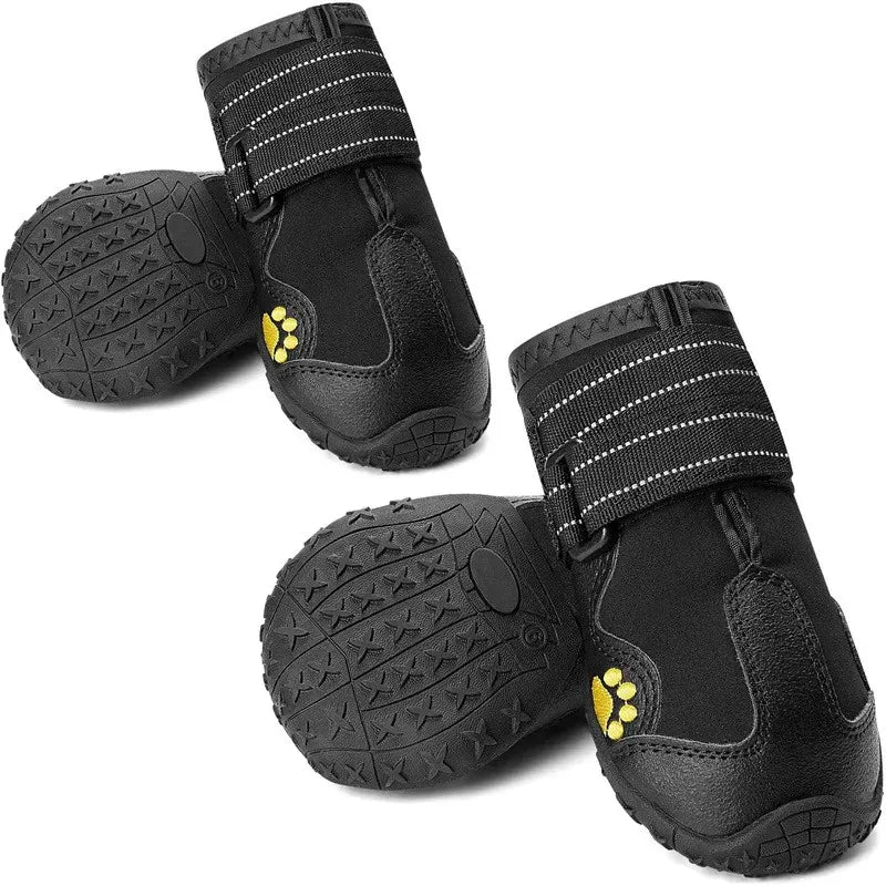 4-Pack Waterproof Dog Boots - Reflective Anti-Slip Shoes for Medium Large Dogs