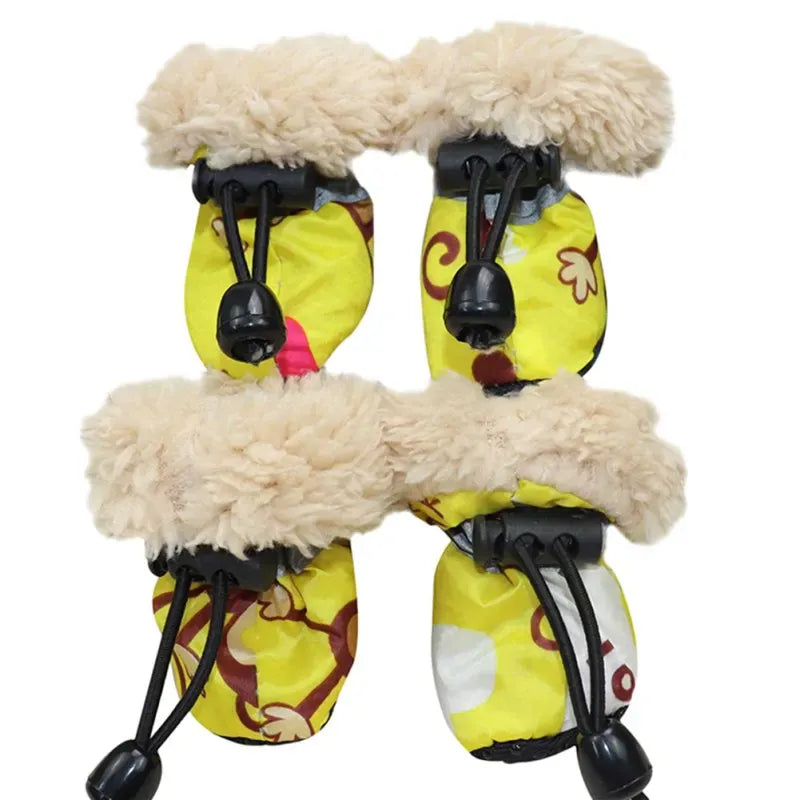 4-Pack Winter Dog Boots - Fleece Lined Waterproof Shoes with Anti-Slip Soles