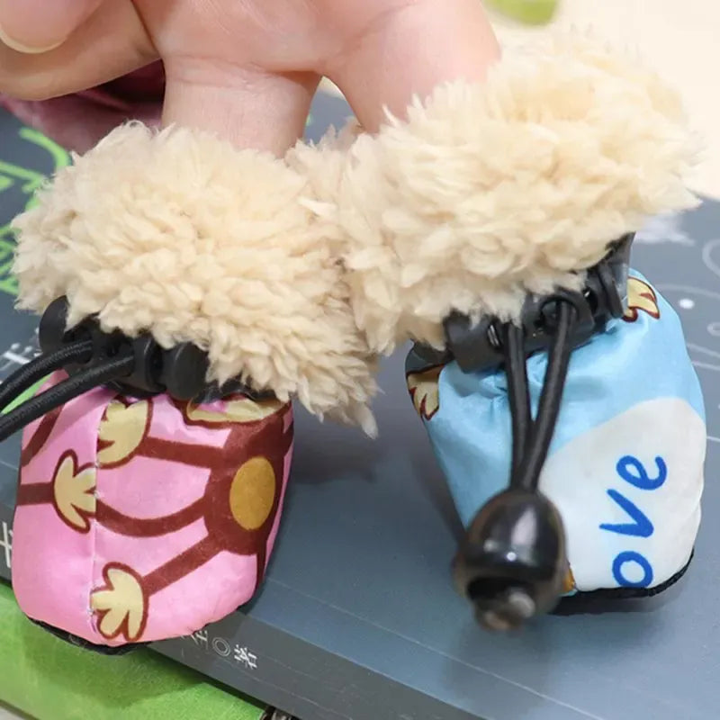 4-Pack Winter Dog Boots - Fleece Lined Waterproof Shoes with Anti-Slip Soles