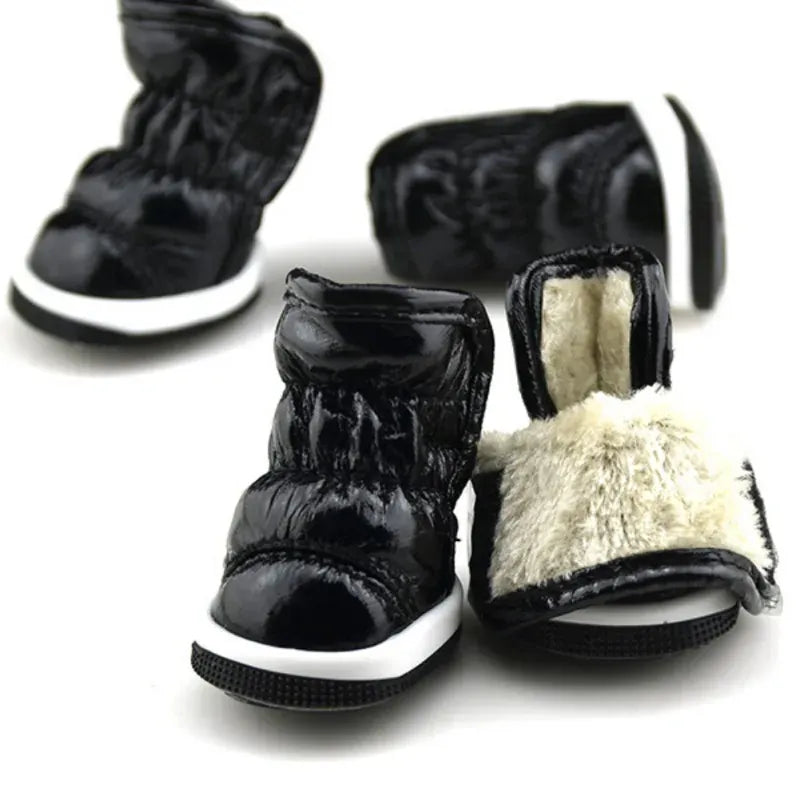 4-Pack Winter Dog Boots - Waterproof Slip-On Shoes for Small Dogs