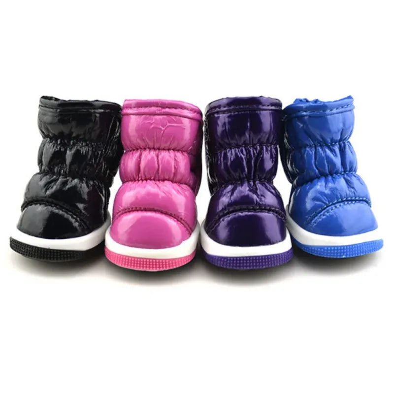 4-Pack Winter Dog Boots - Waterproof Slip-On Shoes for Small Dogs