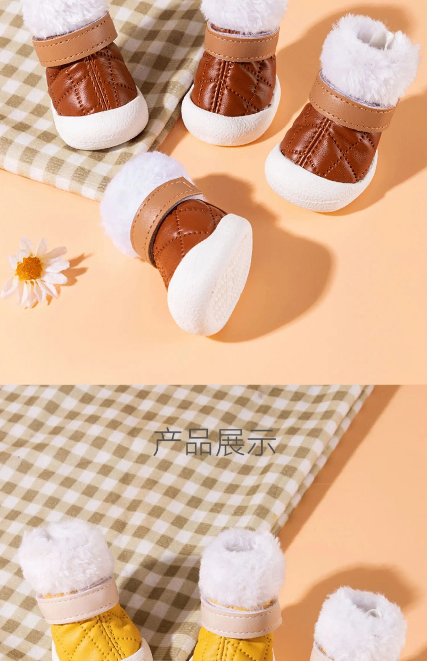 4-Pack Winter Pet Boots - Warm Anti-Slip Dog Shoes for Small Medium Dogs, Waterproof Snow Rain Boots with Secure Fasteners