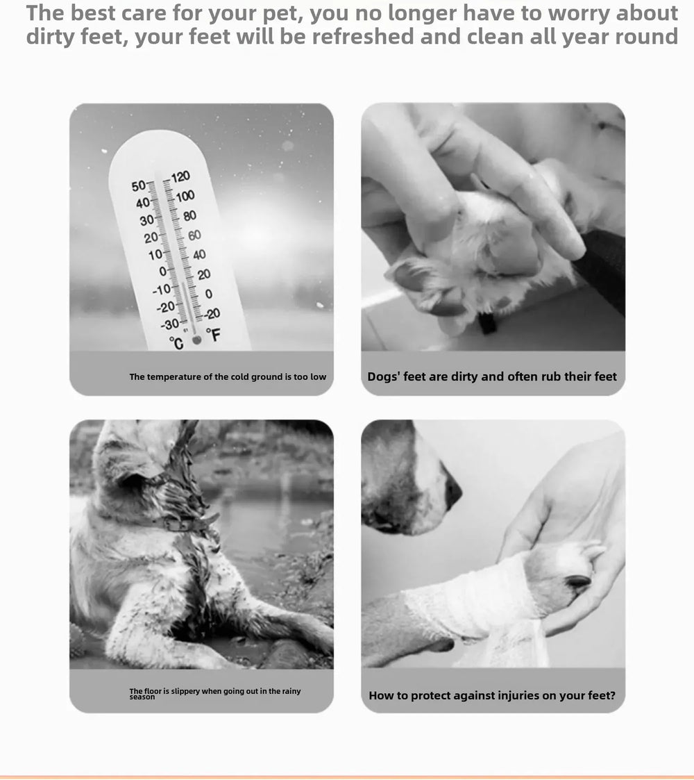 4-Pack Winter Pet Boots - Warm Anti-Slip Dog Shoes for Small Medium Dogs, Waterproof Snow Rain Boots with Secure Fasteners