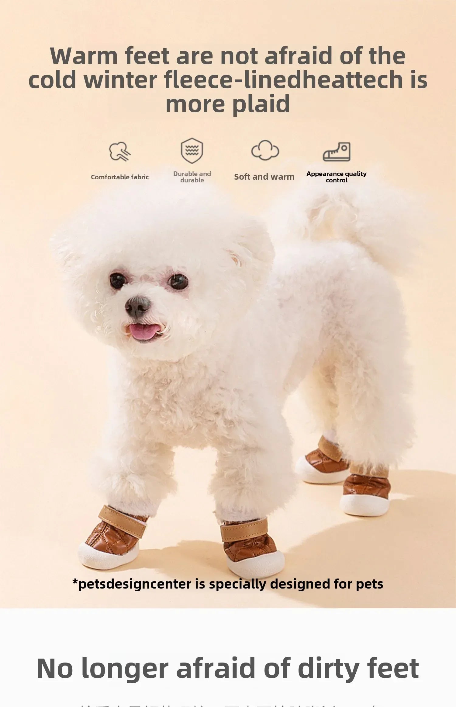 4-Pack Winter Pet Boots - Warm Anti-Slip Dog Shoes for Small Medium Dogs, Waterproof Snow Rain Boots with Secure Fasteners