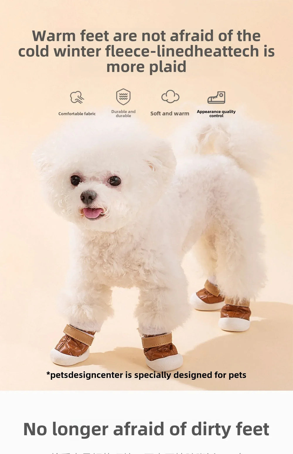 4-Pack Winter Pet Boots - Warm Anti-Slip Dog Shoes for Small Medium Dogs, Waterproof Snow Rain Boots with Secure Fasteners