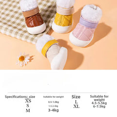 4-Pack Winter Pet Boots - Warm Anti-Slip Dog Shoes for Small Medium Dogs, Waterproof Snow Rain Boots with Secure Fasteners