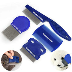4-Piece Flea & Grooming Comb Set | High-Strength Pet Hair & Tear Stain Remover for Dogs & Cats | Effective Float Hair & Flea Removal