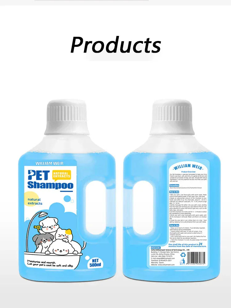 500ml Pet Shampoo for Dogs & Cats - Gentle Cleaning Deodorizing Bath Gel with Long-Lasting Fragrance, Anti-Itching Formula for All Skin Types
