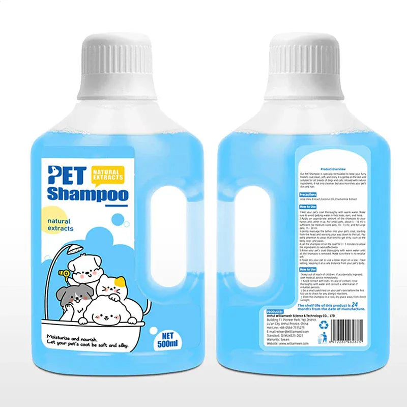 500ml Pet Shampoo for Dogs & Cats - Gentle Cleaning Deodorizing Bath Gel with Long-Lasting Fragrance, Anti-Itching Formula for All Skin Types