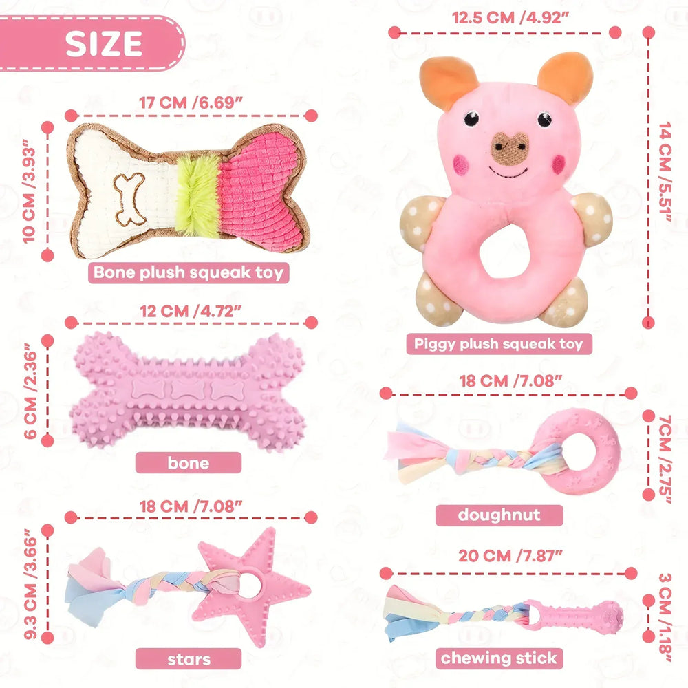 6-Piece Puppy Chew Toy Set - Interactive Dental Teething Toys for Small Dogs