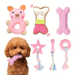 6-Piece Puppy Chew Toy Set - Interactive Dental Teething Toys for Small Dogs