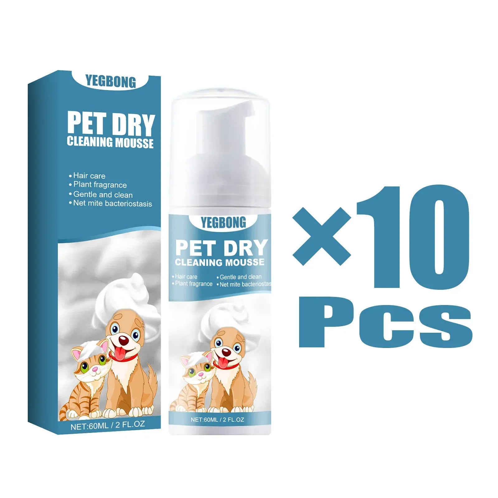 60ml Pet Dry Cleaning Shampoo Mousse | Waterless Grooming Foam for Dogs & Cats | Gentle, Safe, No-Rinse Deodorant | Outdoor & Travel Bath Supplies