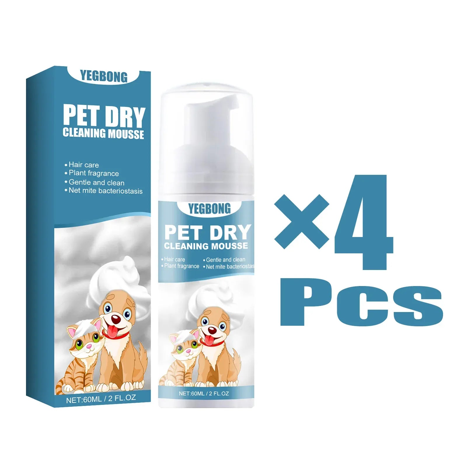 60ml Pet Dry Cleaning Shampoo Mousse | Waterless Grooming Foam for Dogs & Cats | Gentle, Safe, No-Rinse Deodorant | Outdoor & Travel Bath Supplies