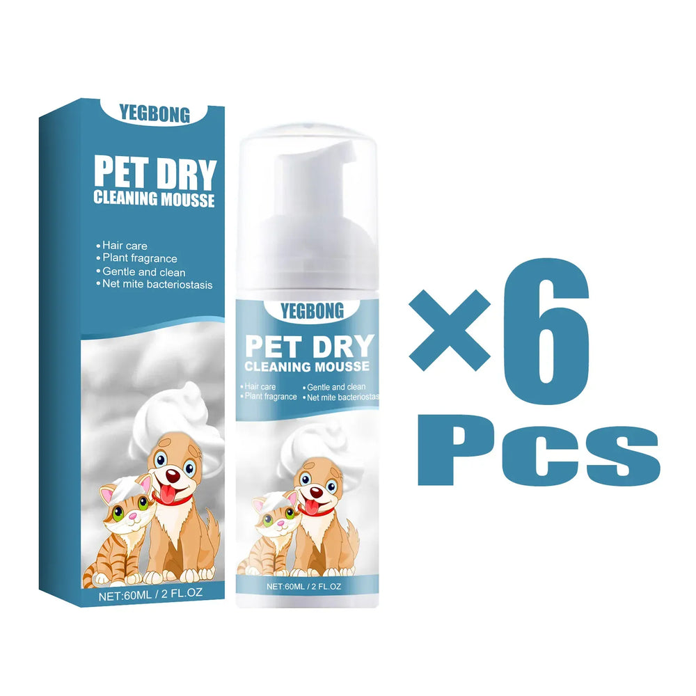 60ml Pet Dry Cleaning Shampoo Mousse | Waterless Grooming Foam for Dogs & Cats | Gentle, Safe, No-Rinse Deodorant | Outdoor & Travel Bath Supplies