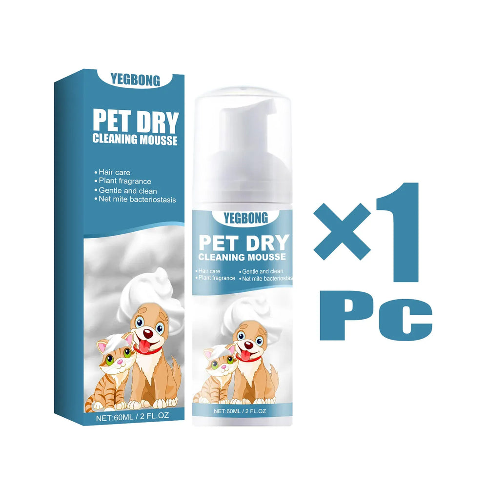 60ml Pet Dry Cleaning Shampoo Mousse | Waterless Grooming Foam for Dogs & Cats | Gentle, Safe, No-Rinse Deodorant | Outdoor & Travel Bath Supplies
