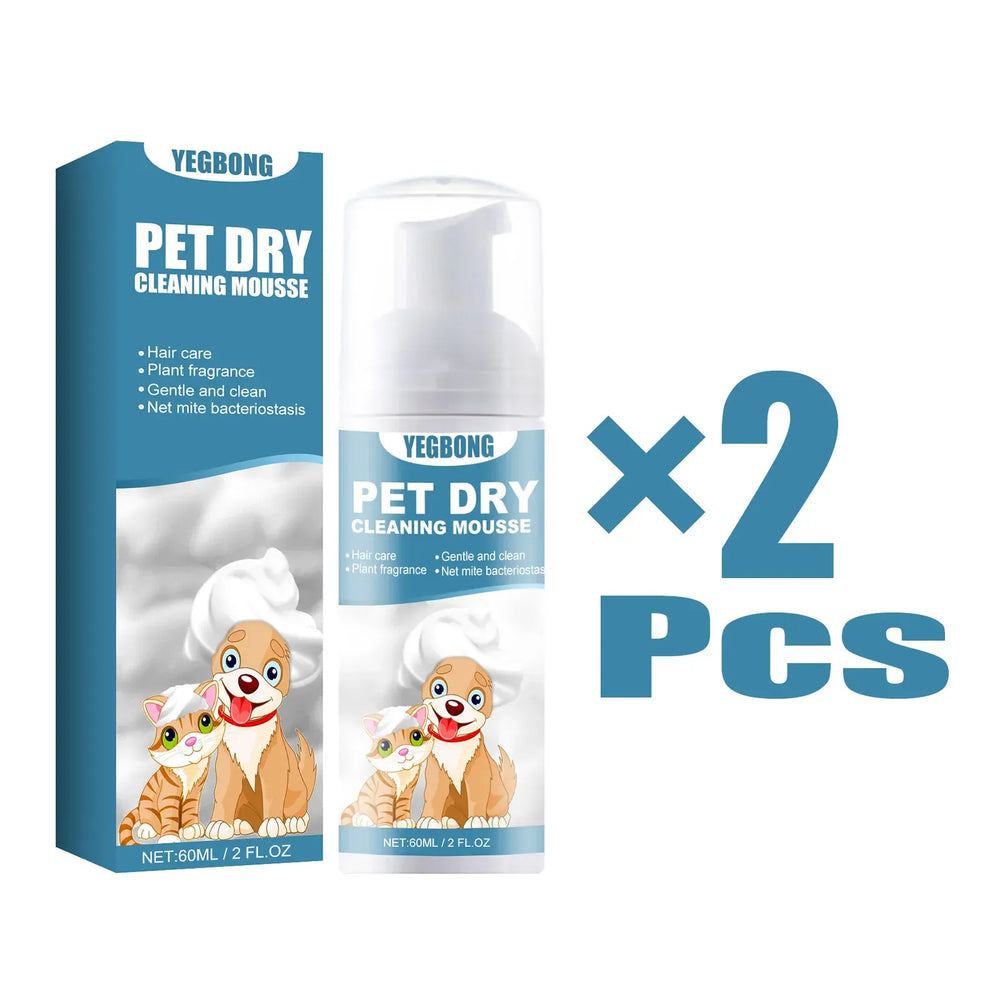 60ml Pet Dry Cleaning Shampoo Mousse | Waterless Grooming Foam for Dogs & Cats | Gentle, Safe, No-Rinse Deodorant | Outdoor & Travel Bath Supplies