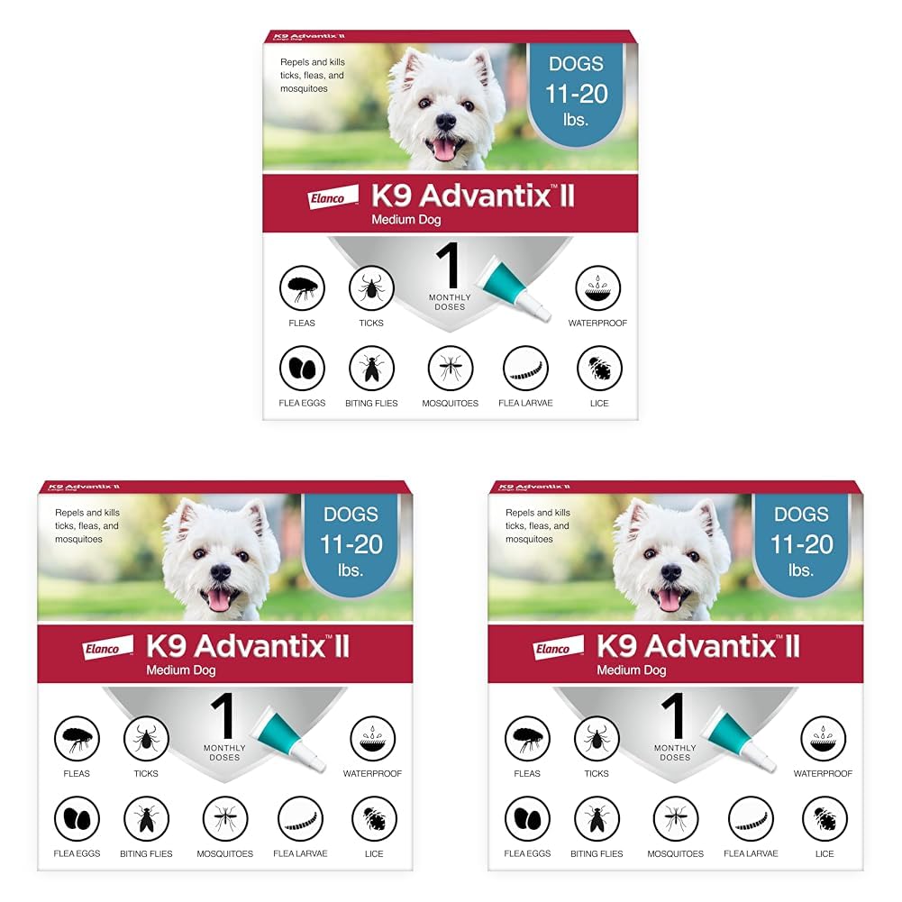 K9 Advantix II Medium Dog Vet-Recommended Flea, Tick & Mosquito Treatment & Prevention | Dogs 11-20 lbs. | 1-Mo Supply