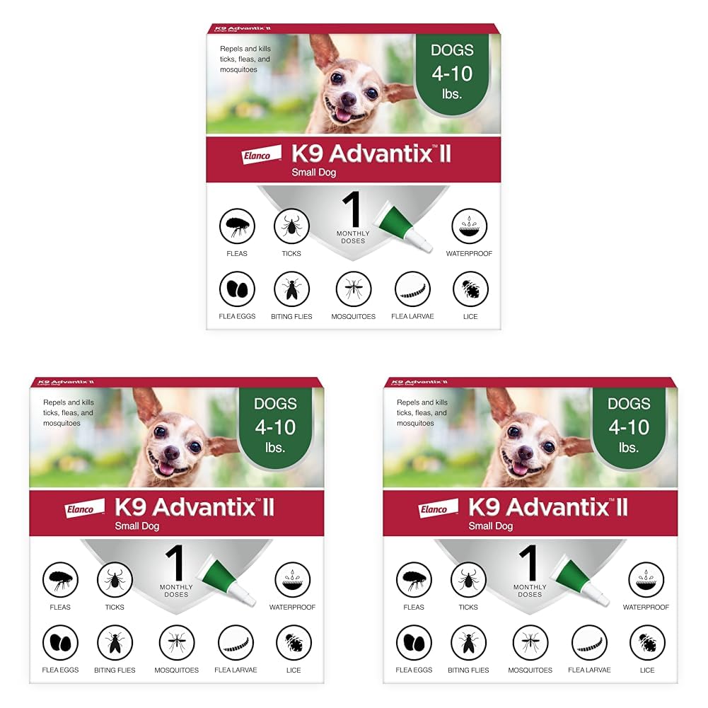 K9 Advantix II Small Dog Vet-Recommended Flea, Tick & Mosquito Treatment & Prevention | Dogs 4-10 lbs. | 2-Mo Supply