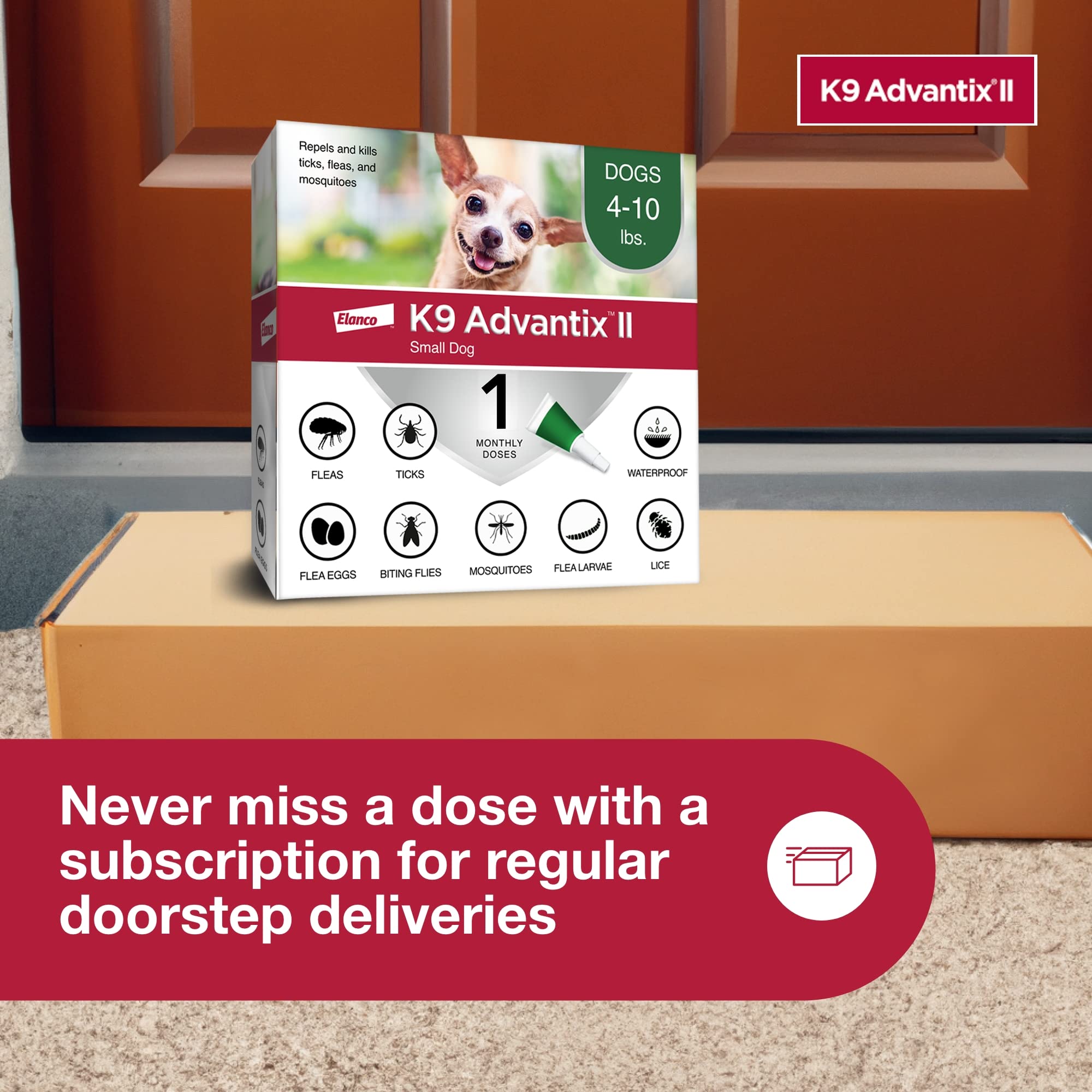 K9 Advantix II Small Dog Vet-Recommended Flea, Tick & Mosquito Treatment & Prevention | Dogs 4-10 lbs. | 2-Mo Supply