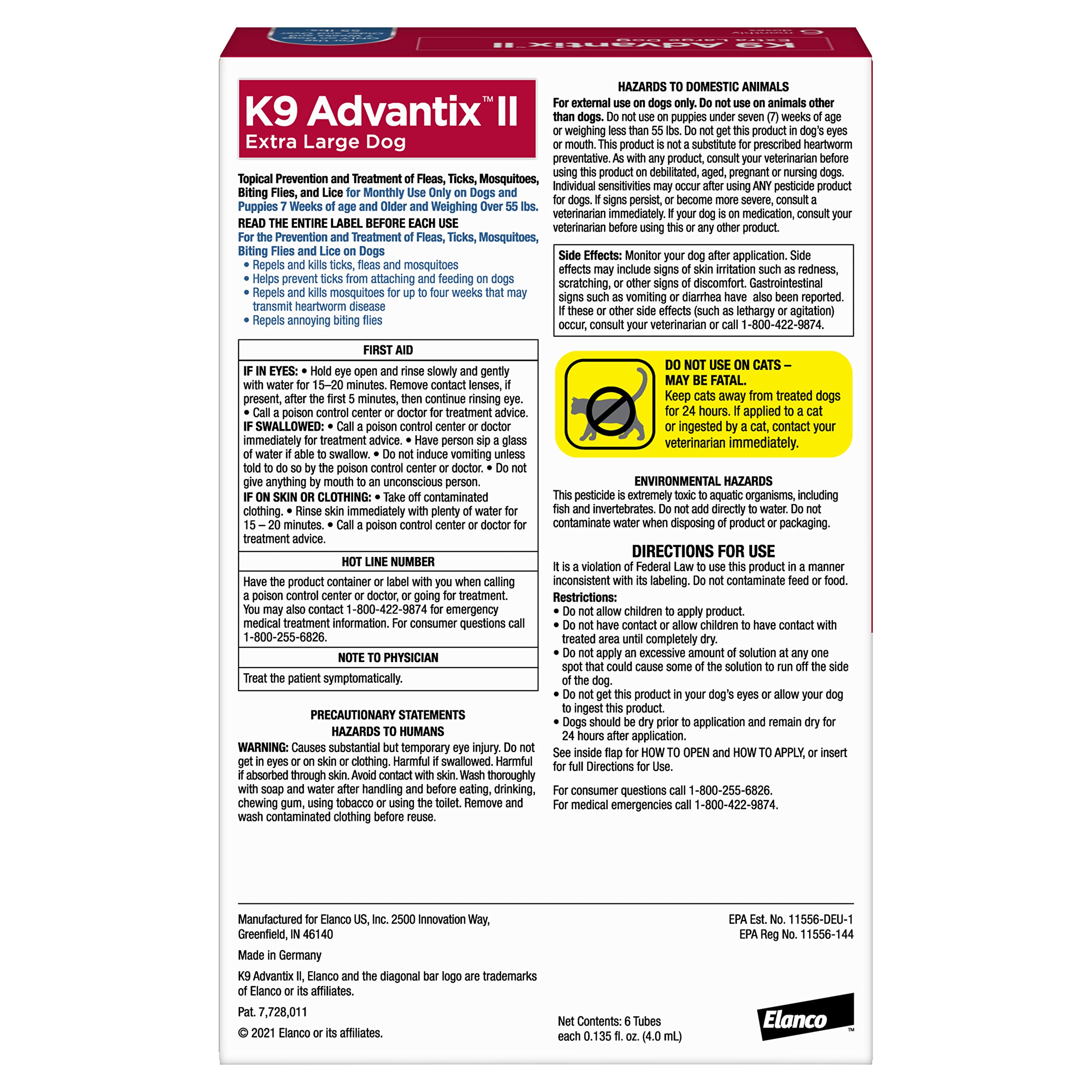 K9 Advantix II XL Dog Vet-Recommended Flea, Tick & Mosquito Treatment & Prevention | Dogs Over 55 lbs. | 2-Mo Supply