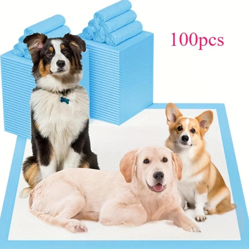 100Pcs Super Absorbent Disposable Pet Urine Pads for Large Breeds Potty Training, Travel - Ideal for Dogs, Puppies, Cats