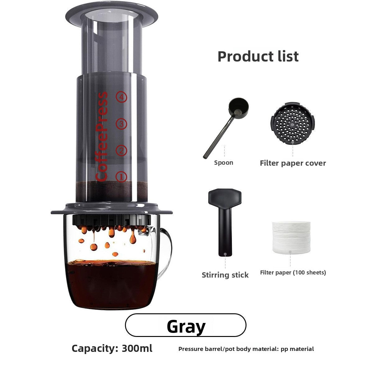 Transparent Hand Press Coffee Machine