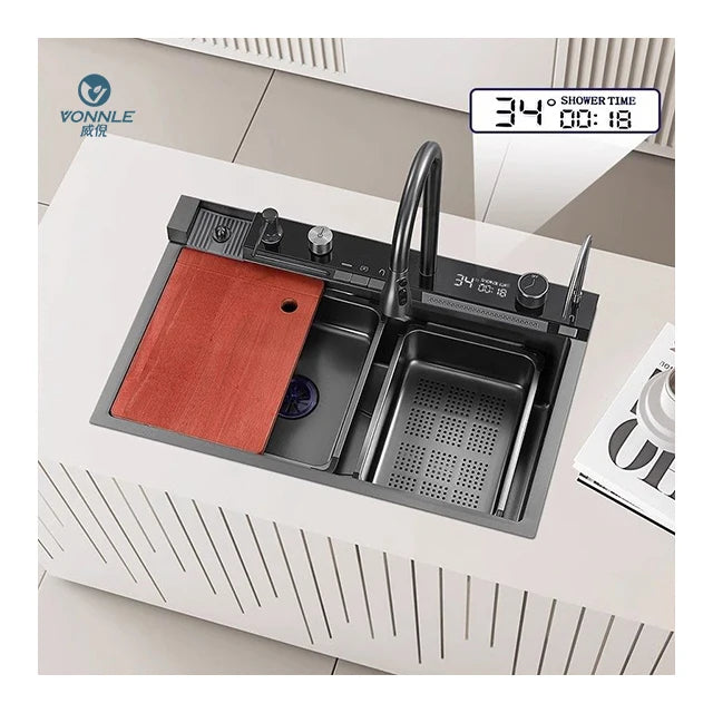 Stylish Multifunctional Stainless Steel Kitchen Sink Cost-Effective Rectangular Bowl With Faucet Single Hole