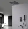 400*400 mm Square Shape Black Concealed Ceiling Rainfall Shower System with 4 Ways Waterfall Rainfall Shower Faucet Set
