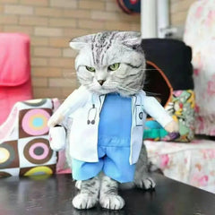 Pet Cosplay Costume – Funny Police, Nurse & Doctor Outfits for Cats and Small Dogs, Breathable Cotton Clothing