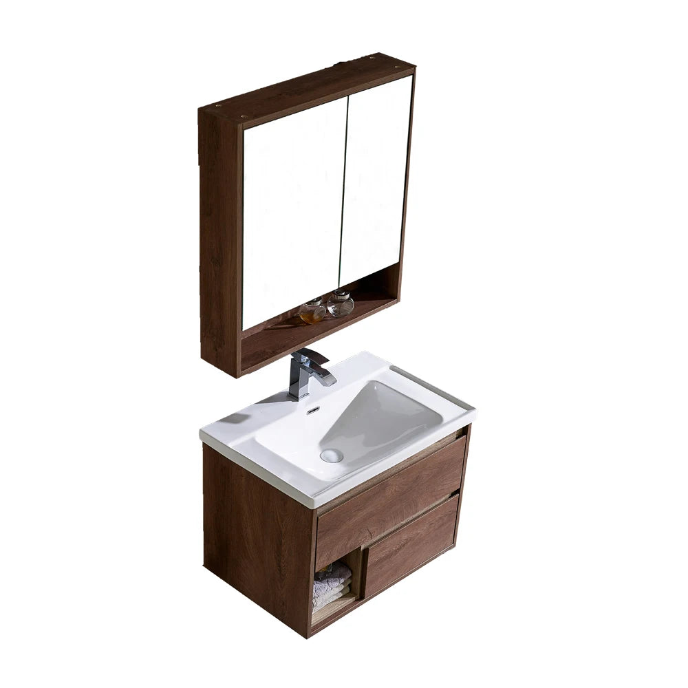 No Painting Solid Wooden Wall Mounted Basin Cabinet New Design Bathroom Vanity Set