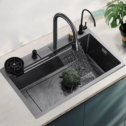 Multifunctional Waterfall Resistant Stainless Steel Large Single Sink Kitchen Sink