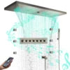 Luxury Bluetooth Concealed Ceiling Shower System with Led Lights and Thermostat Modern Bathroom Hidden Faucet with Body Jet