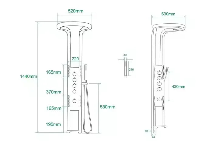 Hot Sale Bathroom Brass Waterfall Rainfall Shower Set Panel Wall Mounted Multifunctional SPA Shower LED System