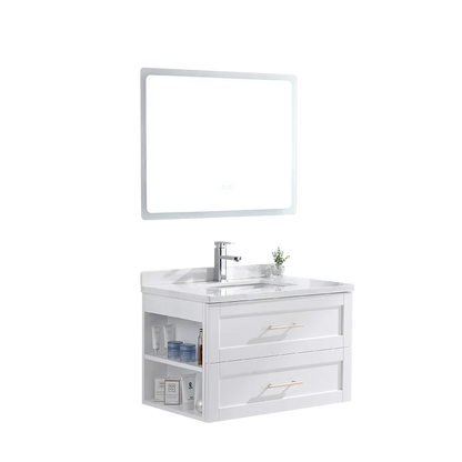Mini Type Wash Basin Cabinet Solid Wood Wall Hung Bathroom Vanity