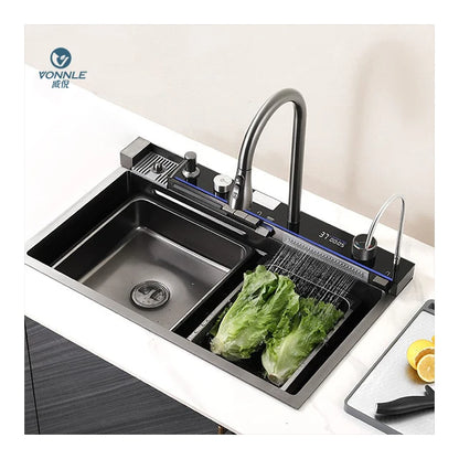 Stylish Multifunctional Stainless Steel Kitchen Sink Cost-Effective Rectangular Bowl With Faucet Single Hole