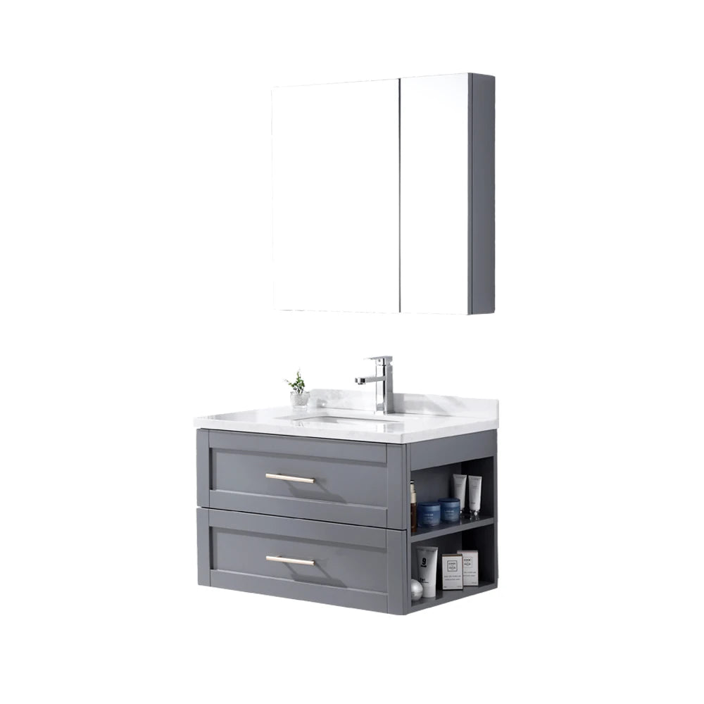 Mini Type Wash Basin Cabinet Solid Wood Wall Hung Bathroom Vanity