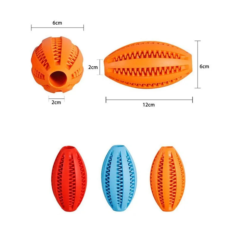 Manufacturer Wholesale Multi-colors Oval Rubber Pet Dog Feeder Lead Food Ball Interactive Toys