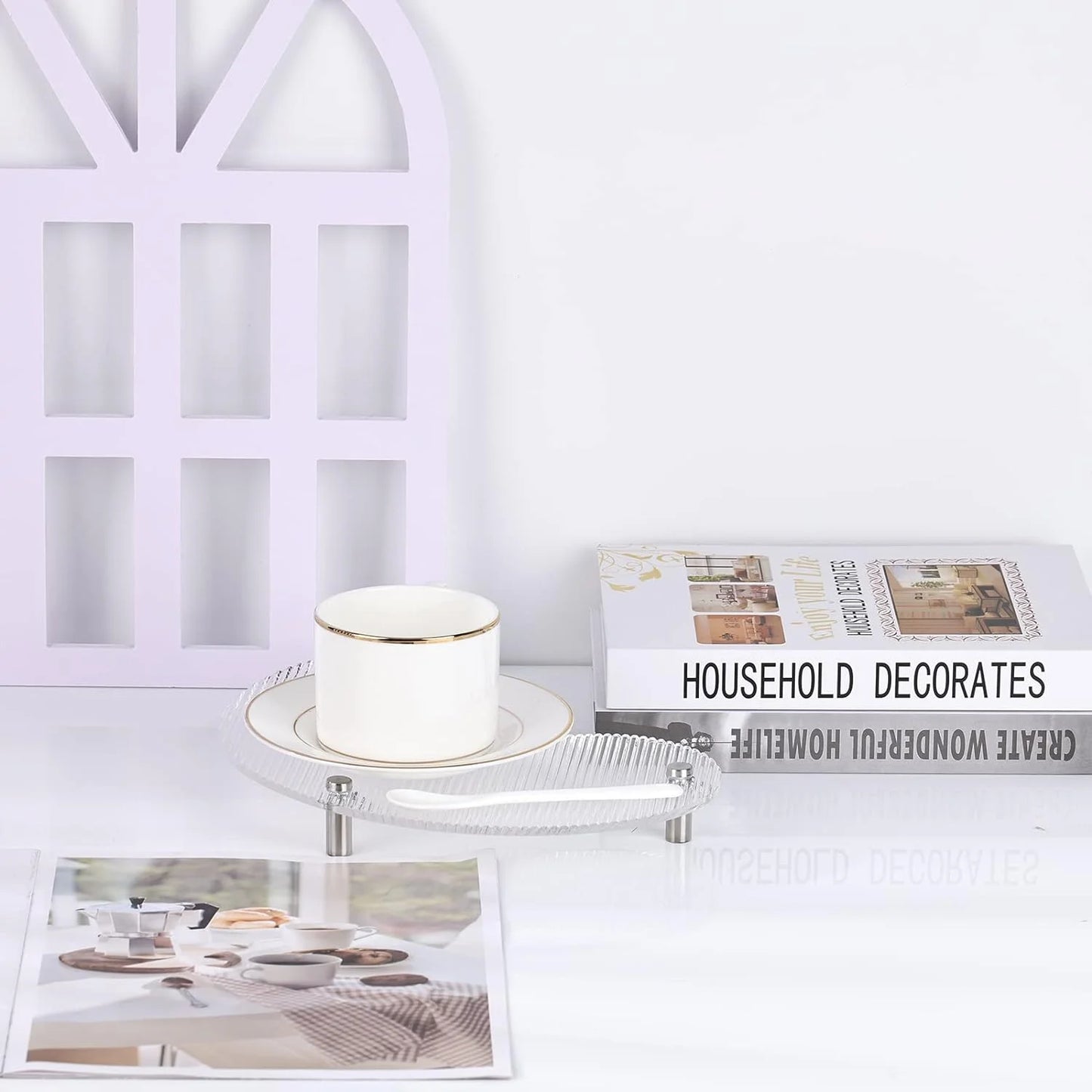 Creative Acrylic Trays Jewelry Perfume Makeup Organizer Clear Arch Shape Bathroom Sink Vanity Tray for Bathroom Vanity Serving